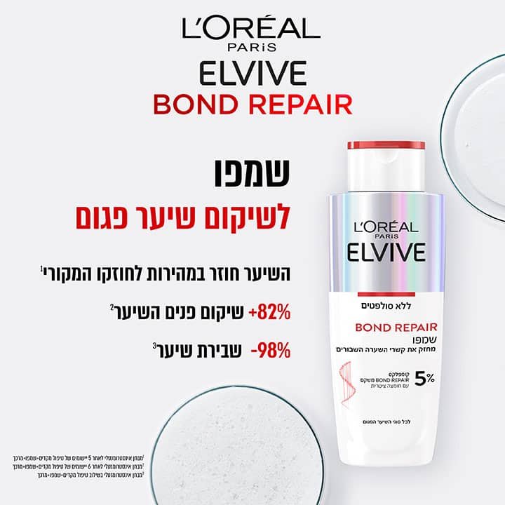 שמפו לשיקום שיער פגום. השיער חוזר במהירות לחוזקו המקורי. פלוס 82 אחוז שיקום פנים השיער. מינוס 98 אחוז שבירת השיער. מבחן אינסטרומנטלי לאחר 5 עד 6 יישומים של מקדים + שמפו + מרכך.