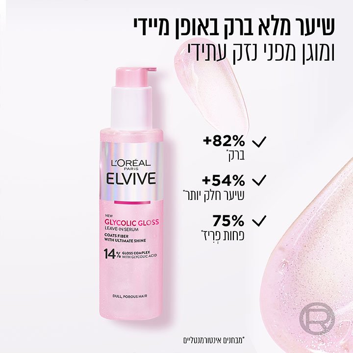 שיער מלא ברק באופן מיידי ומוגן מפני נזק עתידי. 82 אחוז יותר ברק. 54 אחוז שיער חלק יותר. 75 אחוז פחות פריז. מבחנים אינסטרומנטליים.