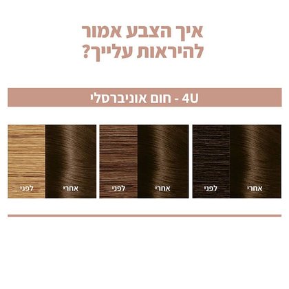 איך הצבע אמור להיראות עליך? תצוגת לפני אחרי של גוון חום אוניברסלי