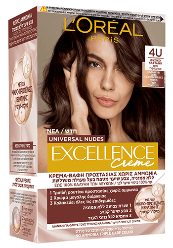 צבע קבוע לשיער גוון חום אוניברסלי 4U EXCELLENCE NUDES