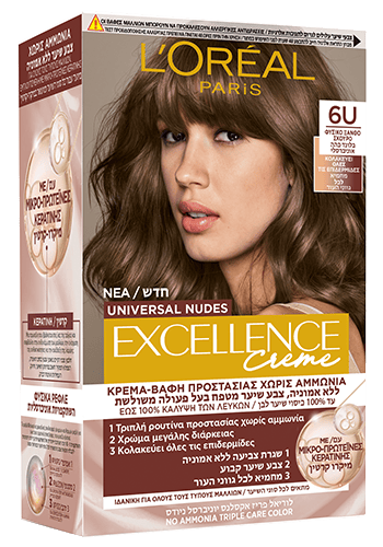 צבע קבוע לשיער גוון בלונד כהה אוניברסלי 6U EXCELLENCE NUDES