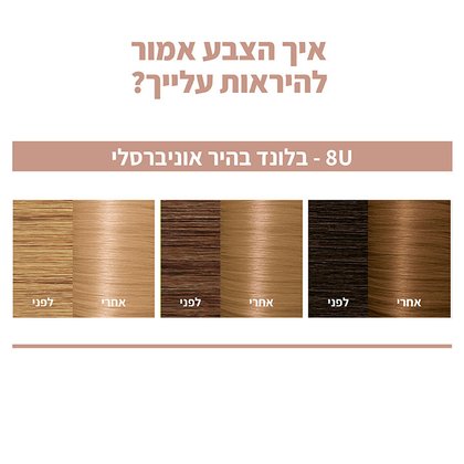 איך הצבע אמור להיראות עליך? תצוגת לפני אחרי של גוון בלונד בהיר אוניברסלי
