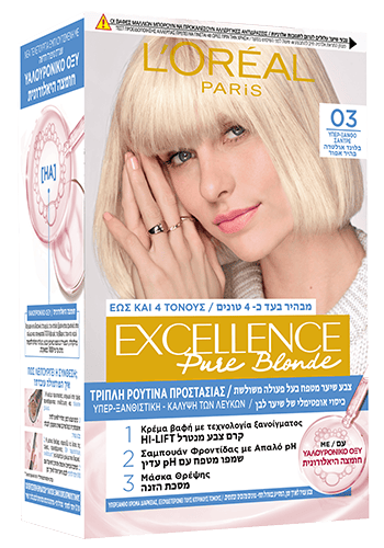 צבע שיער קבוע - אקסלנס Pure Blond גוון 03 בלונד אולטרה בהיר אפור