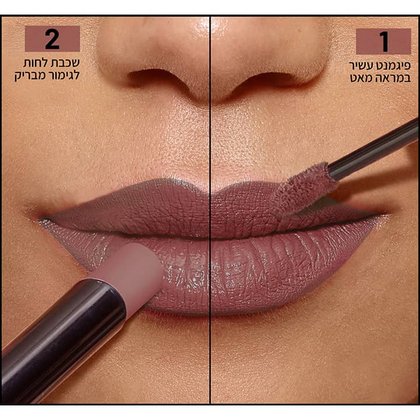 1. פיגמנט עשיר במראה מט. 2. שכבת לחות לגימור מבריק.