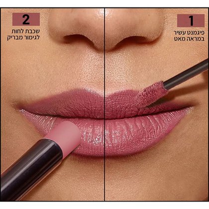 1. פיגמנט עשיר במראה מט. 2. שכבת לחות לגימור מבריק.